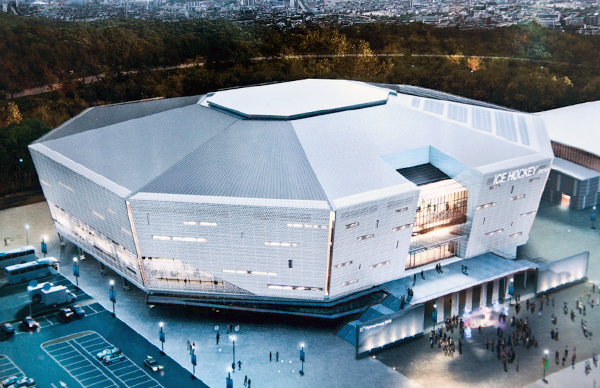 Так будет выглядеть арена для игры в хоккей среди мужчин Зимней Олимпиады-2018. Объект пока начали строить.